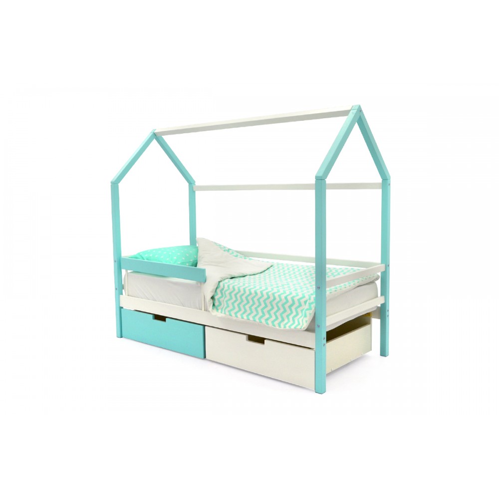 Детская кровать-домик «Svogen мятно-белый»