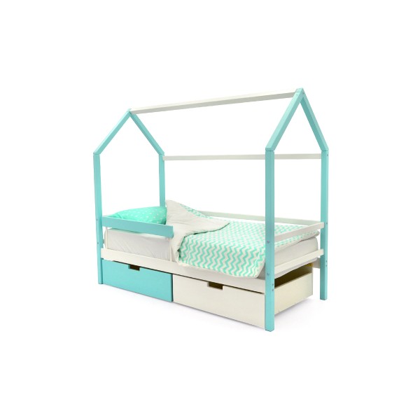 Детская кровать-домик «Svogen мятно-белый»