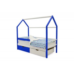 Детская кровать-домик "Svogen сине-белый"