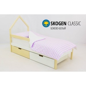 Детская кровать-домик мини "Skogen бежево-белый"