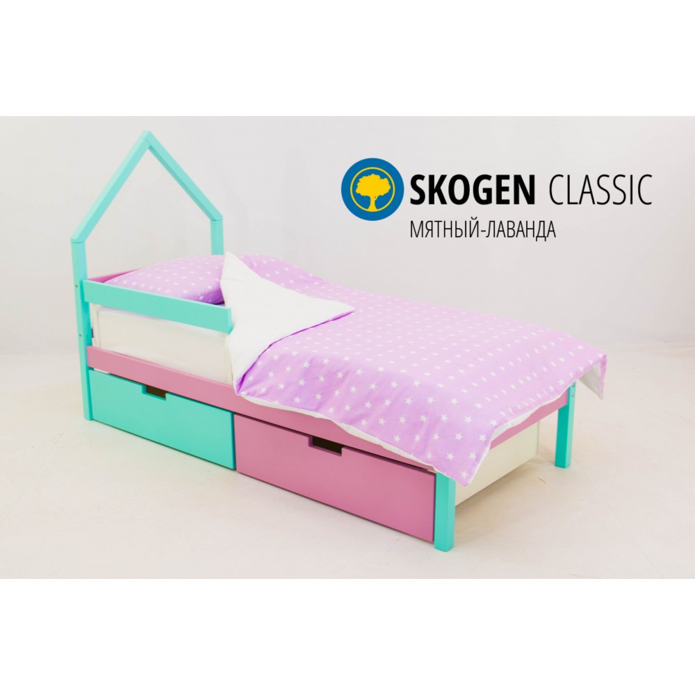 Детская кровать-домик мини "Skogen мятный-лаванда"